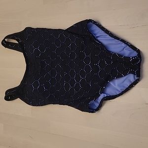 LIKE NEW BALTEX 1990s Black and Blue Onie Piece Bathing Suit